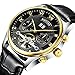 TYF Men's Skeleton Watch Tourbillon Automatic Watches Leather Strap with Analogue Dial Wrist Watch
