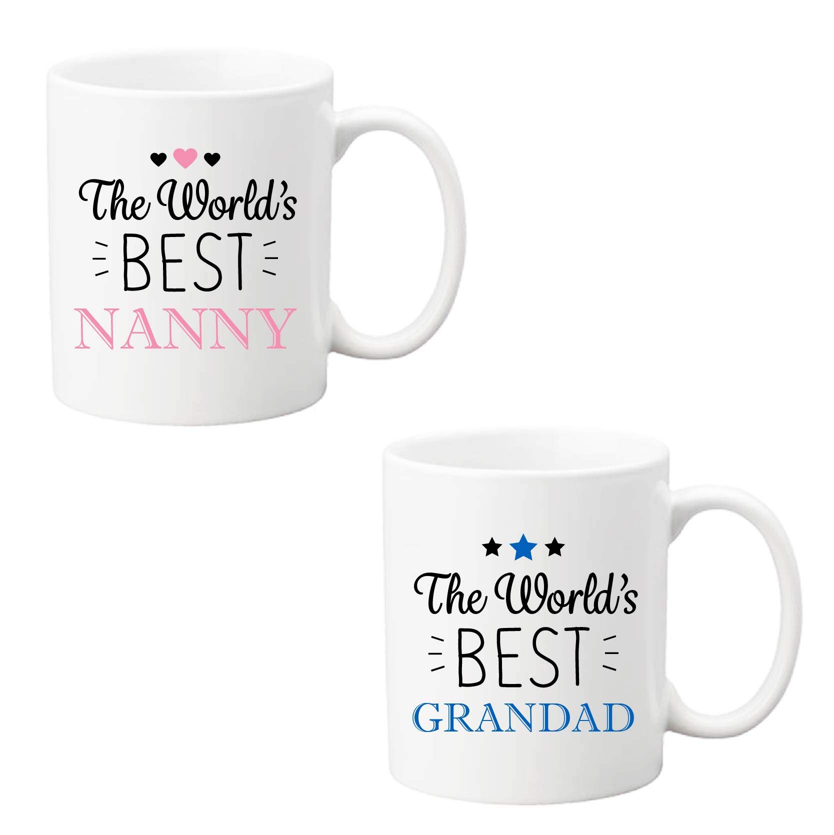Set of 2 Sentimental Keepsake World’s Best Nanny & Grandad Ceramic Mug Cup Gift from Grandchild