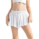 Alakuoti Girls Flowy Athletic Shorts with Pocket Drawstring 2 in 1 Quick Dry Butterfly Skirts for Running, Tennis, Dance