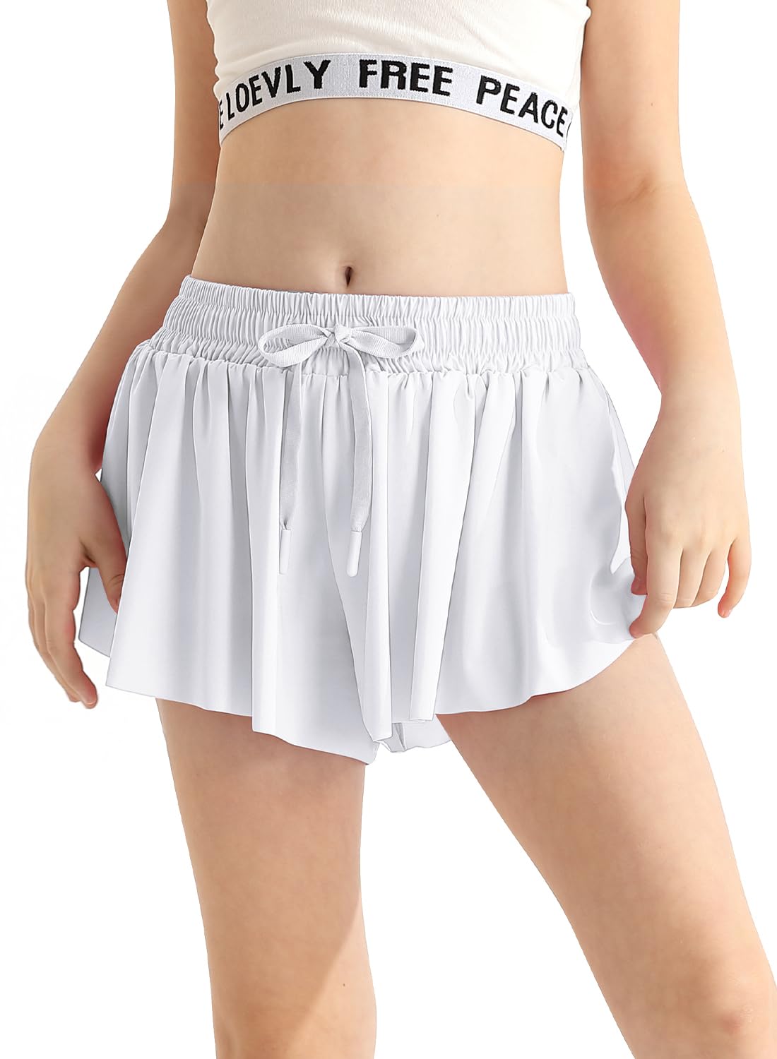 Kids Shorts White with Pocket Drawstring 2 in 1
