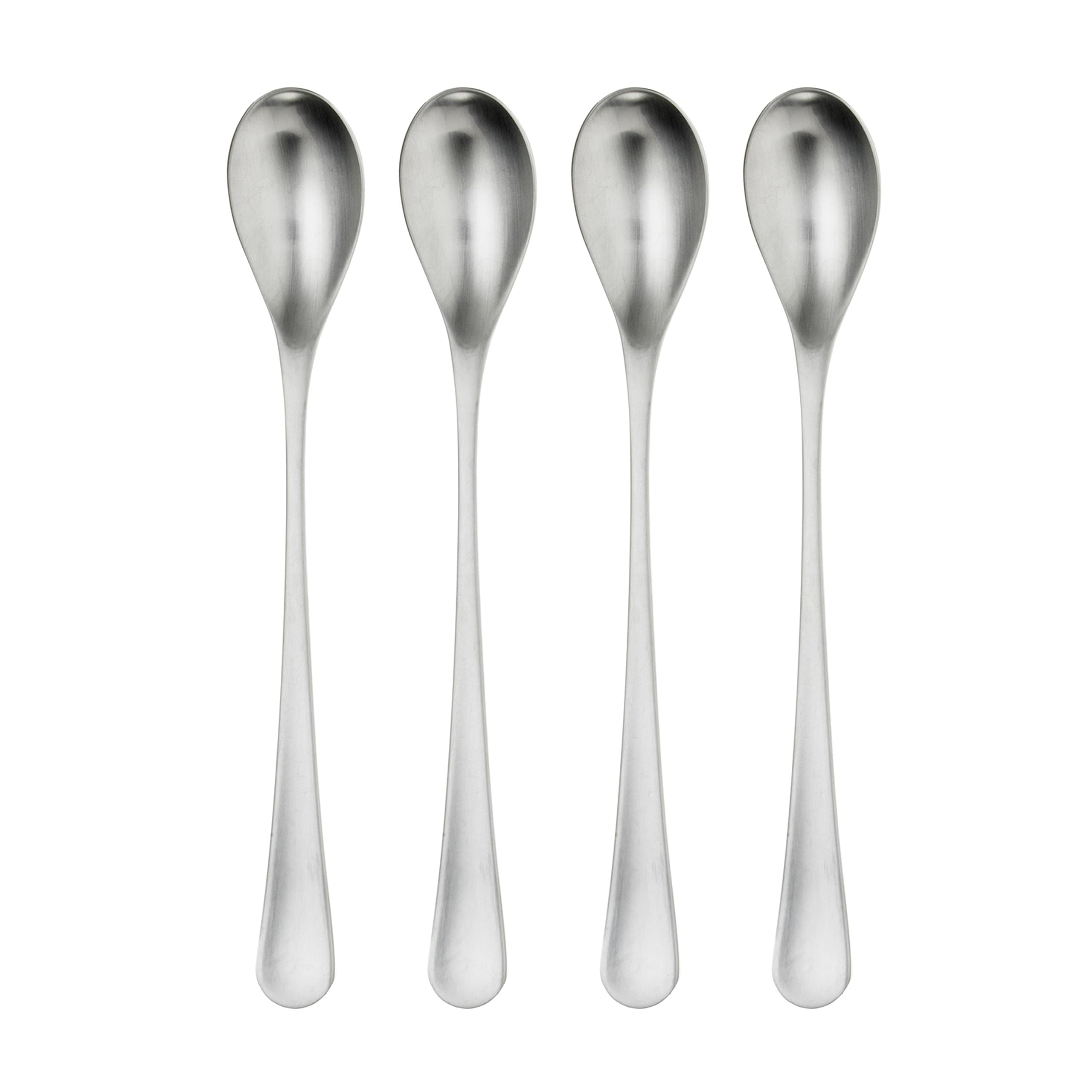 Robert Welch RW2 Satin Long Handled Spoon, Set of 4. Suitable for Latte, jam and ice Cream. Made from Stainless Steel. Dishwasher Safe.