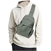 SEAFEW Green Sling Crossbody Backpack Shoulder Bag for Men Women - Small One Strap Sling Bag Fanny Pack Daypack, Waterproof Nylon Chest Bag for Motorcycle Hiking Travel Gym Sport