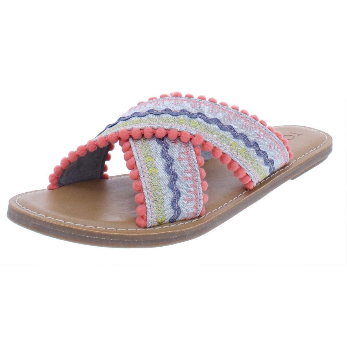 TOMS Womens Viv Striped Flat Sandals Sandals Casual - Multi,Orange