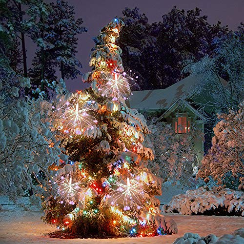 DenicMic Firework Lights Copper Wire LED Lights Battery Operated Fairy Lights with Remote, 8 Modes Starburst Lights, Decorative Hanging Lights for Patio Party Indoor Christmas Decoration (2 Pack)
