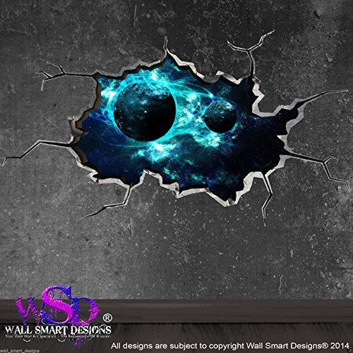 SPACE METEOR ASTEROID WORLD CRACKED 3D - WALL ART STICKER BOYS DECAL MURAL 12