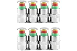 JUSTTOP 8 PCS Tire Pressure Monitor Valve Stem Caps, Silver, Universal Fit for Cars SUVs Trucks & Motorbikes