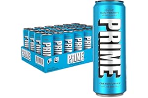PRIME HYDRATION PRIME Energy BLUE RASPBERRY | Zero Sugar Energy Drink | Preworkout Energy | 200mg Caffeine with 355mg of Electrolytes and Coconut Water for Hydration| Vegan | Gluten Free |12 Fluid Ounce | 24 Pack