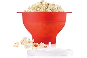Yomitek Microwave Popcorn Popper, Silicone Hot Air Popcorn Maker Bowl Collapsible with Lid for Home, DIY Popcorn Bucket,No Oi