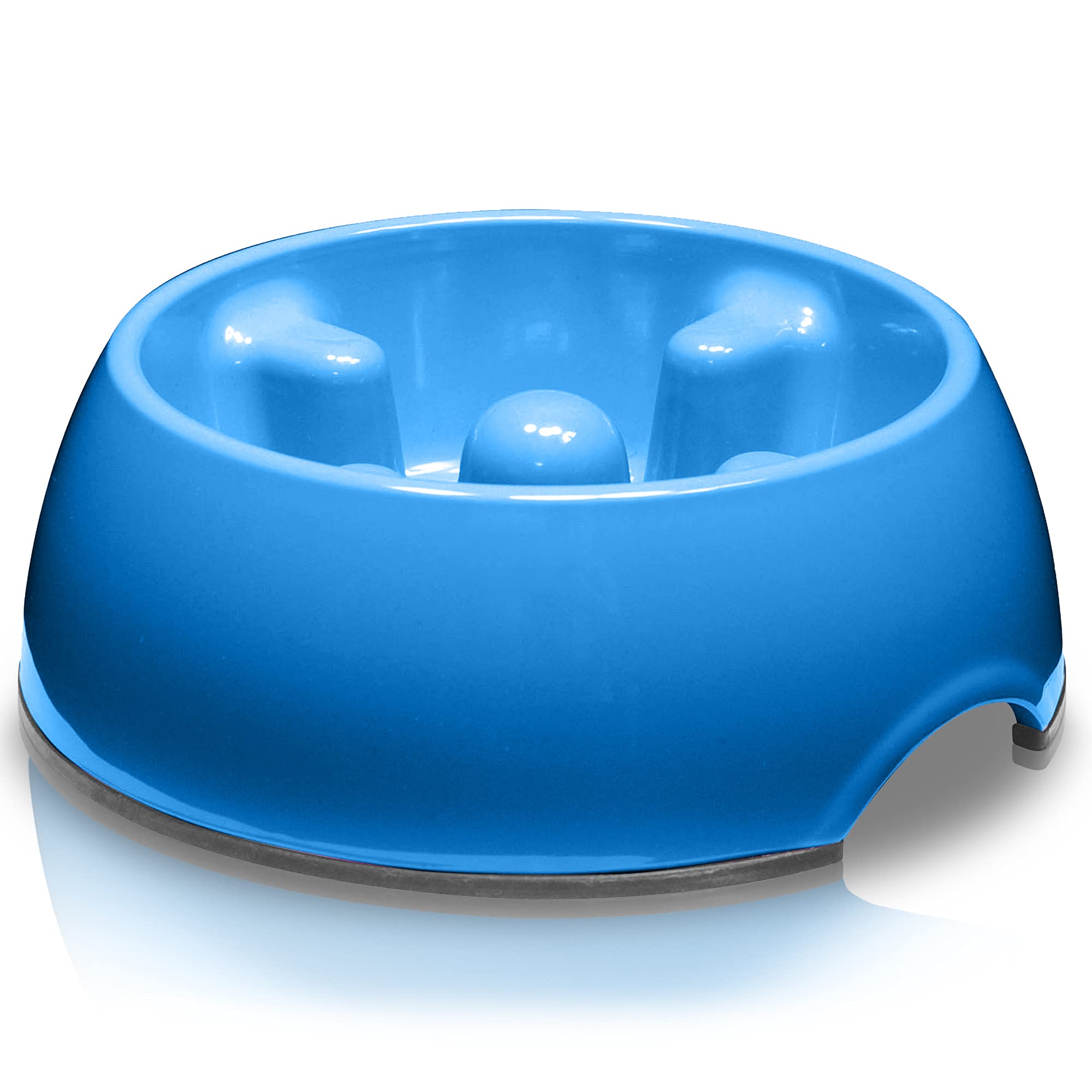 Dogit Go-Slow Anti-Gulp Dog Bowl, Large, 1.2 Litre, Blue