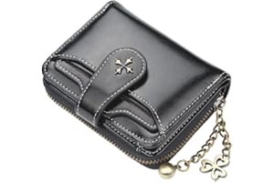 GGOOB Small Wallet for Women Zip Bifold Vintage Wallet Goth Purse Mini Leather Cash Wallets with Zipper Coin Pocket (Black,Small)