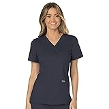 Cherokee Scrubs Top for Women Mock Wrap with 3