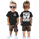 GLIGLITTR Two Cool Birthday Shirt 2nd Birthday Boy Tshirt 2 Year Old Toddler Boys Second Bday Party Short Sleeve Outfits Tops
