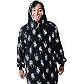 Ghostface Mask All-Over Print Black Oversized Hoodie Wearable Blanket-OSFA