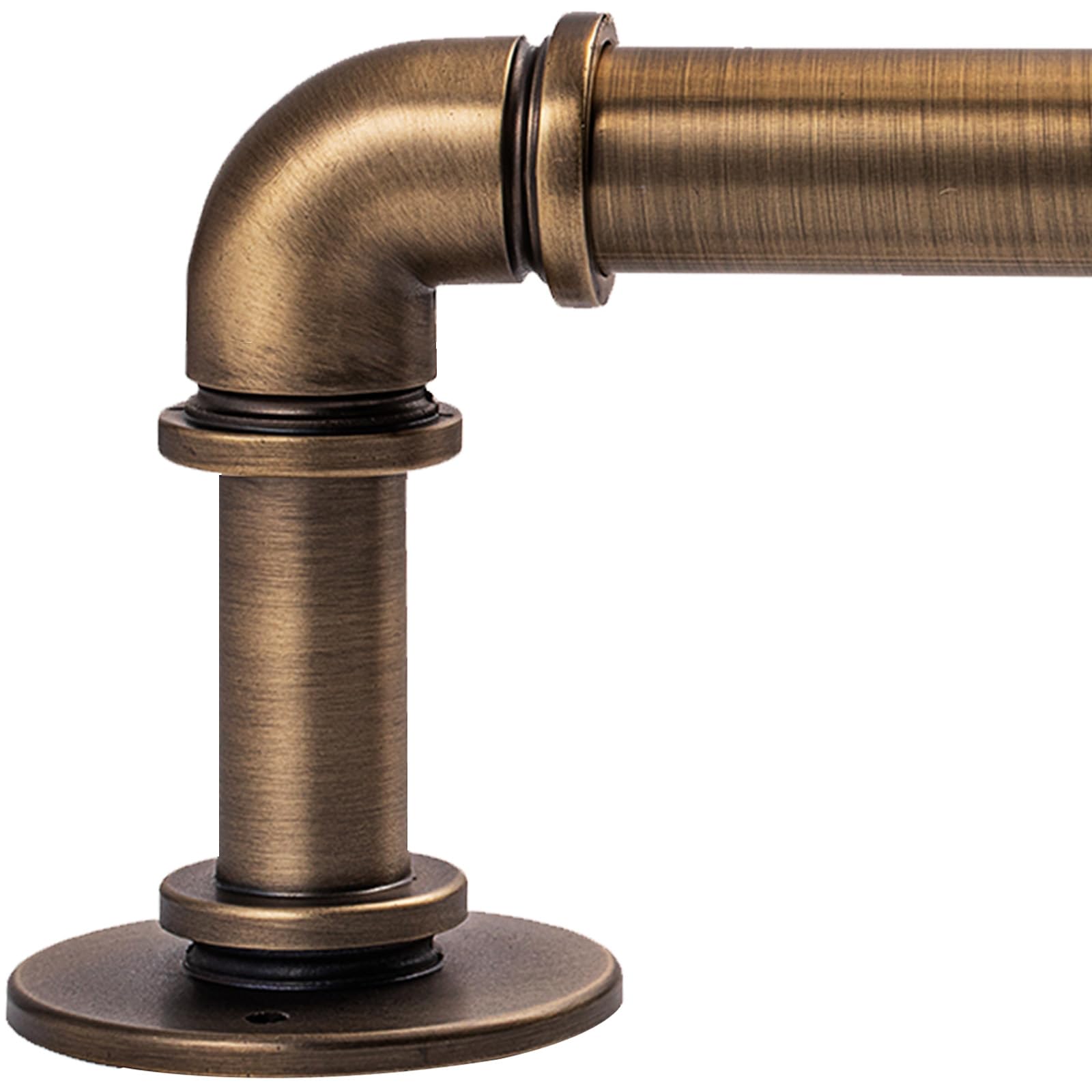 Photo 1 of WORLD RODS Industrial Curtain Rods 18 to 120 in,Blackout Curtain Rod,Adjustable Length,1 in Diameter Pipe,Wall or Ceiling Mounted,for Bedroom and Living Room (Antique Brass18” to 120”)