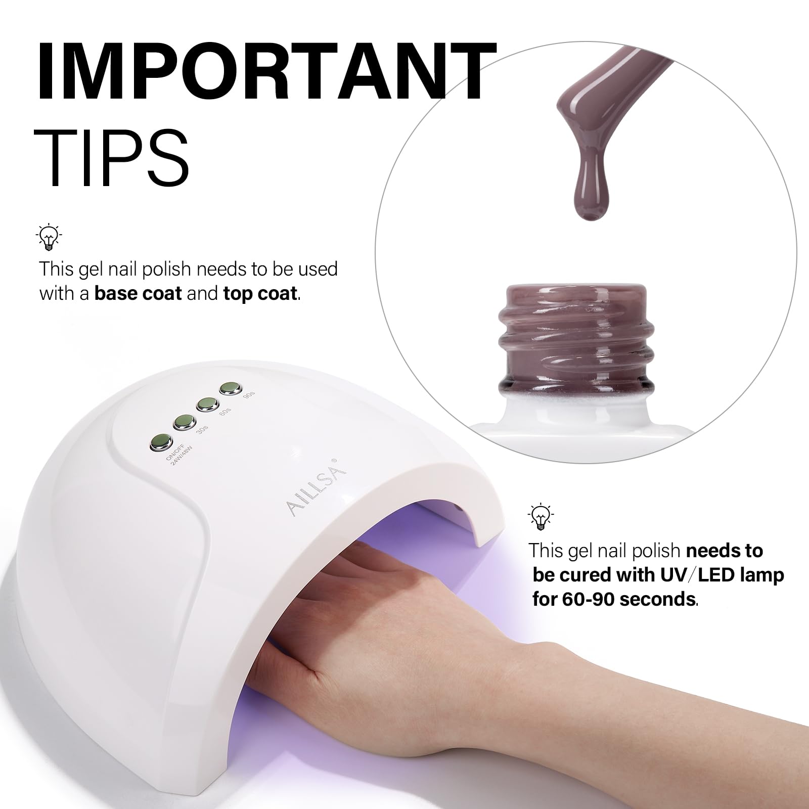 AILLSA Gel Nail Polish Dusty Mauve Jelly Gels Polish Gray Purple Neutral Nude Polish Dark Lavender Nude Natural Color Fall Winter Soak Off U V Gel for Nail Salon at Home 0.51 Fl Oz/GC02 - Image 3