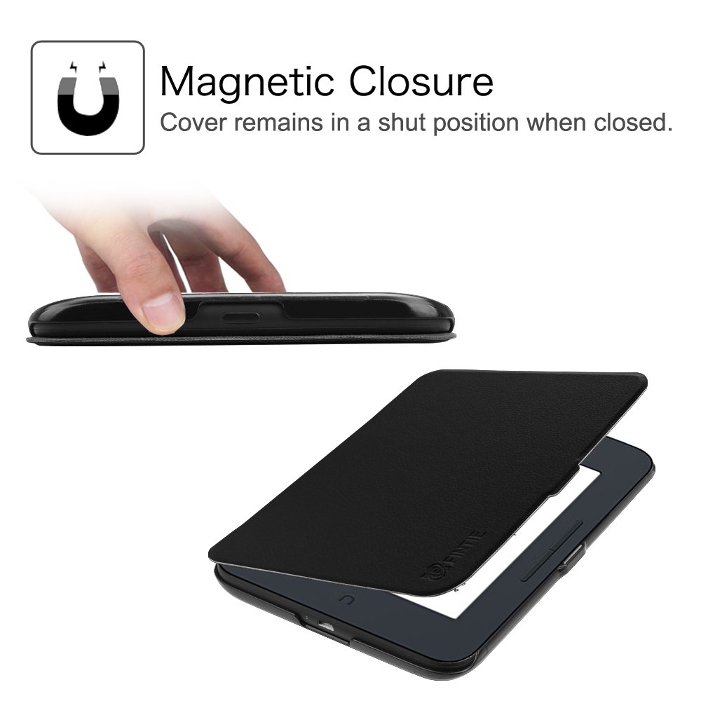 FINTIE SlimShell Case for Nook GlowLight 3, Ultra Thin and Lightweight PU Leather Protective Cover for Barnes and Noble Nook GlowLight 3 eReader 2017 Release Model BNRV520, Black
