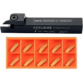 Accusize Cut-Off Tool Holder 1/2 x 1/2 MGEHR08-2J with 10 Inserts | For Steel, MGMN200 Inserts Included, 1 Indexable Holder Plus 10 Carbide Inserts, 2387-0004INS