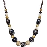 Zlanderah Boho Round Colorful Ceramic Beaded Necklace, Adjustable Hippie Statement Necklace, Handmade Ethnic Jewelry Gift for Women