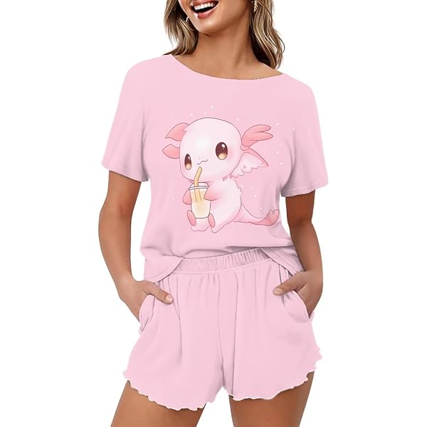 Women's Short Sleeve Pajama Set - Button Down Top & Shorts With Pockets Comfy Sleepwear S-2XL - View #7