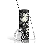 Moon Phase Gothic Gifts for Women Goth Tumbler with Lid and Straw, 20 oz Insulated Stainless Steel Travel Coffee Mug, Witchy Tumbler Cup Black Halloween Spooky Gift, Birthday Christmas Witch Stuff