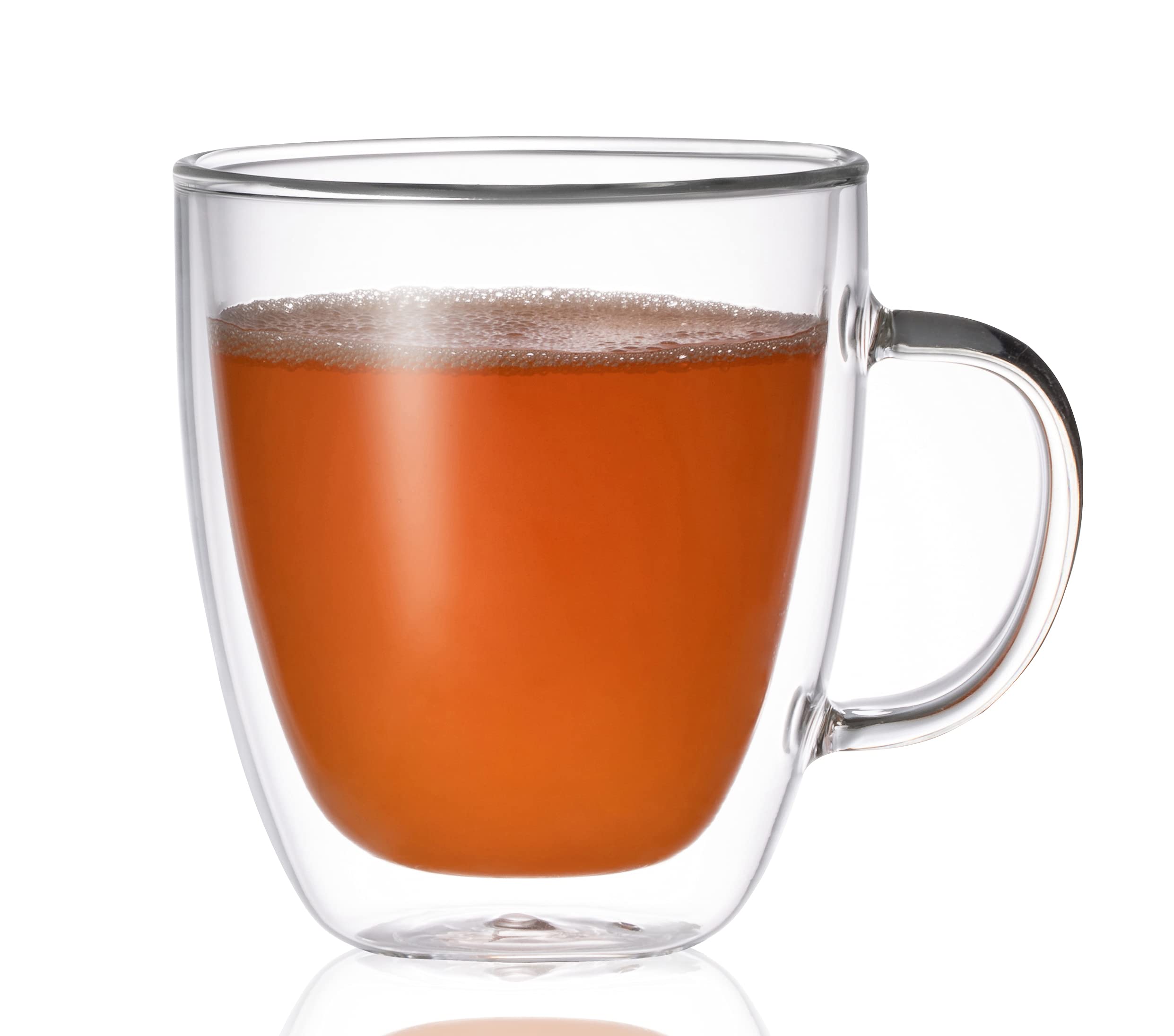 BothEarn Coffee Mug - 19 Ounce (560 ml) Insulated Double Wall Clear Glass with Thick Handle - Great for Latte Cappuccino and Juice, BE026