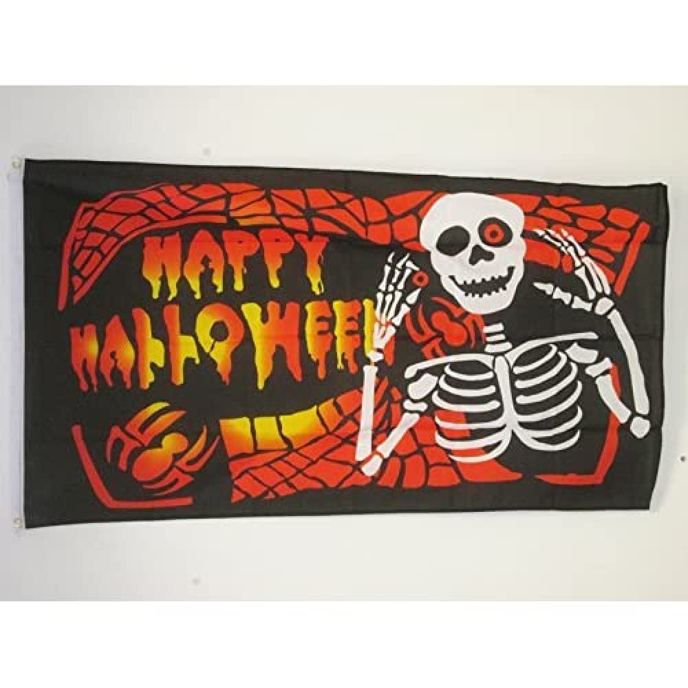 AZ FLAG - Halloween Bones Flag - 3x5 Ft - 100D Polyester Happy Halloween Banner with Two Metal Grommets - Fade Resistant - Vivid Colors - 3' x 5' Feet - 150x90 Cm