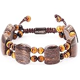 COLORFEY Authentic Mens Bracelets Beads, Protection Crystal Tiger Eye Bronzite Stone Bracelets Energy Healing Crystal Bead Bracelet for Men, Masculine Handmade Bracelet Valentines Day Gift for Him