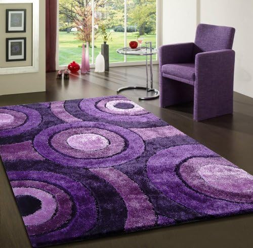 Lavender 5ft' X 7ft' Shag Rug with Shape Designs, Hand Tufted , on Sale!