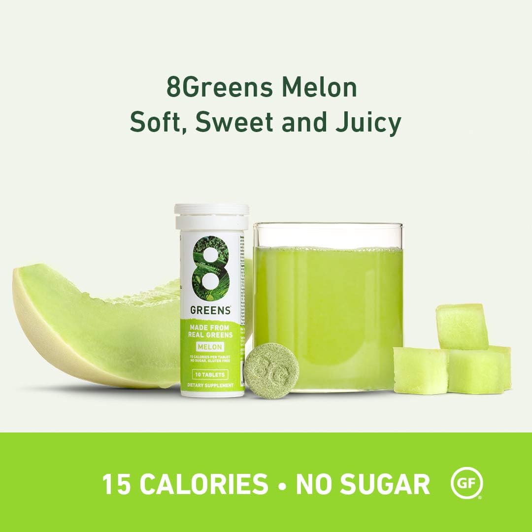 8Greens Immunity and Energy Effervescent Tablets - Packed with 8 Powerful Super Greens (Melon, 1 Tube/10 Tablets): Health & Personal Care