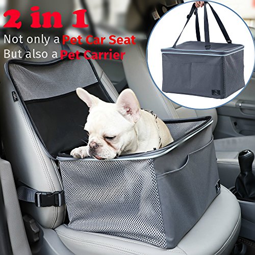 A4Pet Portable Dog Car Seat Travel Carrier Bag with Safety Leash and Cozy Pad