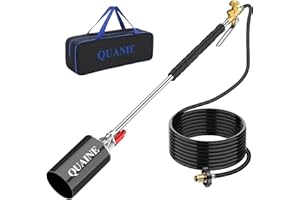 QUANIE Propane Torch Weed Burner Kit,High Output with Storage Bag and Turbo-Blast Trigger,Heavy Duty Self Igniter Blow Torch with 10FT Hose,Flamethrower for Weeding,Roofing,Melting Ice