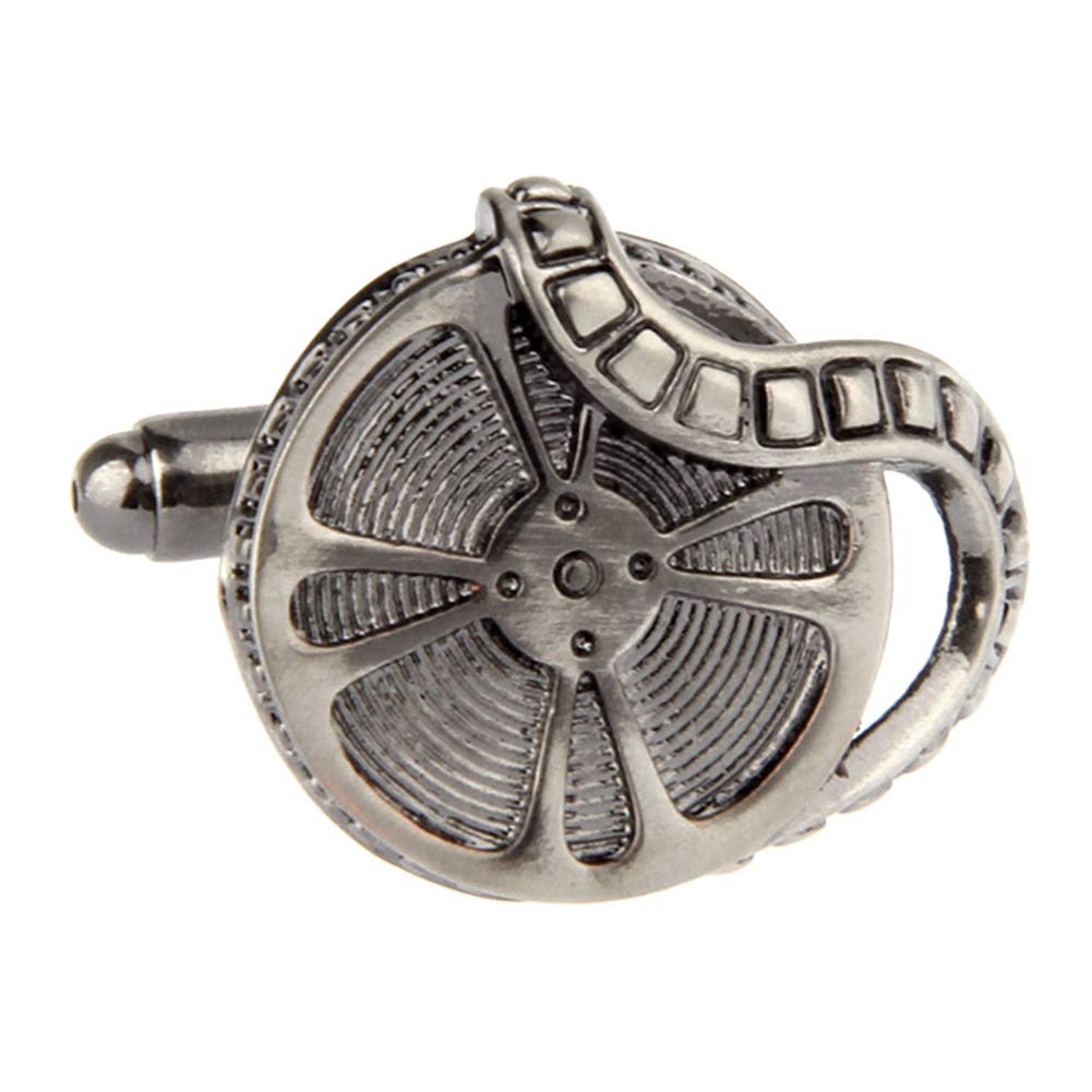 Movie Film Reel Cufflinks in Gunmetal TV Director Wedding Cuff Links