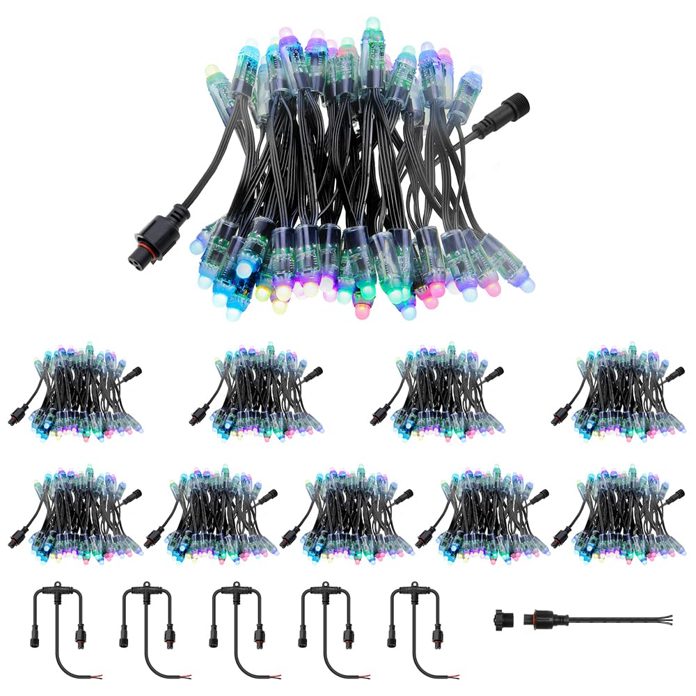 Photo 1 of ALITOVE 500pcs WS2811 5V LED Pixels Xconnect Type 12mm Diffused Digital Dream Color 164ft Pixel String Lights Addressable RGB Programmable LED Bullet Module Waterproof IP68 for Billboard Holidays