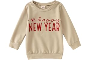 GLIGLITTR Toddler Boy Girl Happy New Year Sweatshirt Long Sleeve Christmas Outfit Top Crewneck Pullover Fall Winter Clothes