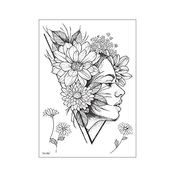 Tzxdbh 2pcs Nouvelle Fleur Bras Noir Et Blanc Croquis De