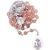 Venerare Rosary of the Seven Sorrows | Chaplet Beads, Pouch, and Instructions | Pink, Blue, or Black | Great Catholic Gift for First Holy Communion and Confirmation | Made in Italy
