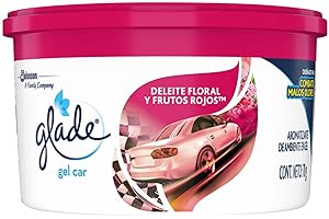 Glade Gel Car, Aromatizante Para Auto, Aroma Deleite Floral y Frutos Rojos, Fragancia Infusionada con Aceites Naturales, 70g