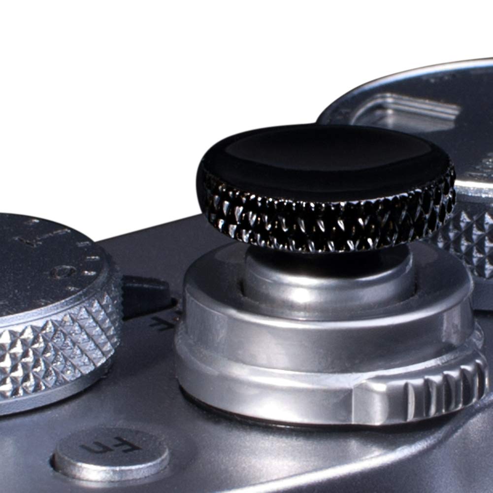 VKO Metal Soft Shutter Release Button,Delicate Camera Shutter Button Knurled Shape Black(2-Pack)