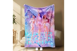 K-POP Demon Hunter Flannel Blanket Dreamy Purple Pink Anime Style Soft Comfortable Lightweight Warm Sofa Bed Travel Nap Offic