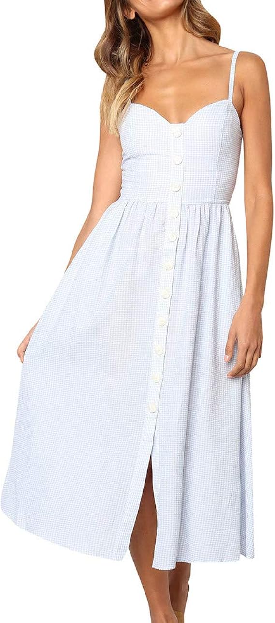 button up spaghetti strap dress