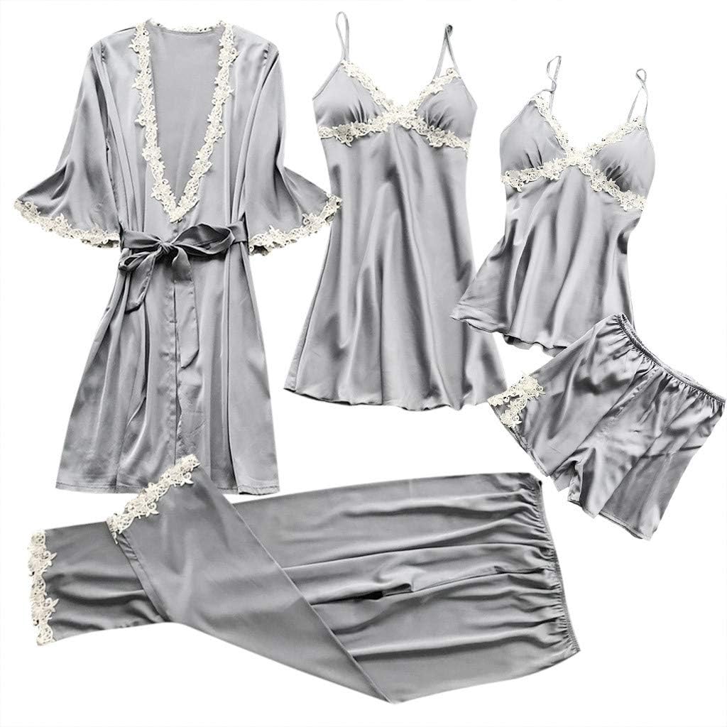 5 PCS Sleepwear Women's Chemise Nightgown Full Slip Lace Lounge Dress