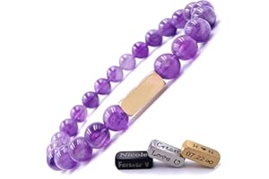 Personalized Beaded Bracelets, 8mm Gemstone Beaded Bracelet, Natural Stone Bracelets Crystal Bracelet, Laser Engraved Bracele