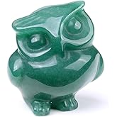 MANIFO Green Aventurine Crystal Owl Figurine Ornament Gifts, Hand Carved Gemstone Owl Statue Art Collectible Home Decor, Healing Crystals Owls Gift for Men Women Birthday Christmas