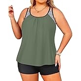Tempt Me Women Plus Size Tankini Swimsuits - Two Piece Tummy Control Bathing Suits with Shorts 2025 Swimwear