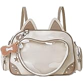 Kawaii Ita Bag Cat Pin Backpack Shoulder Crossbody Bag for Miku Anime Heart Clear Layer with Insert