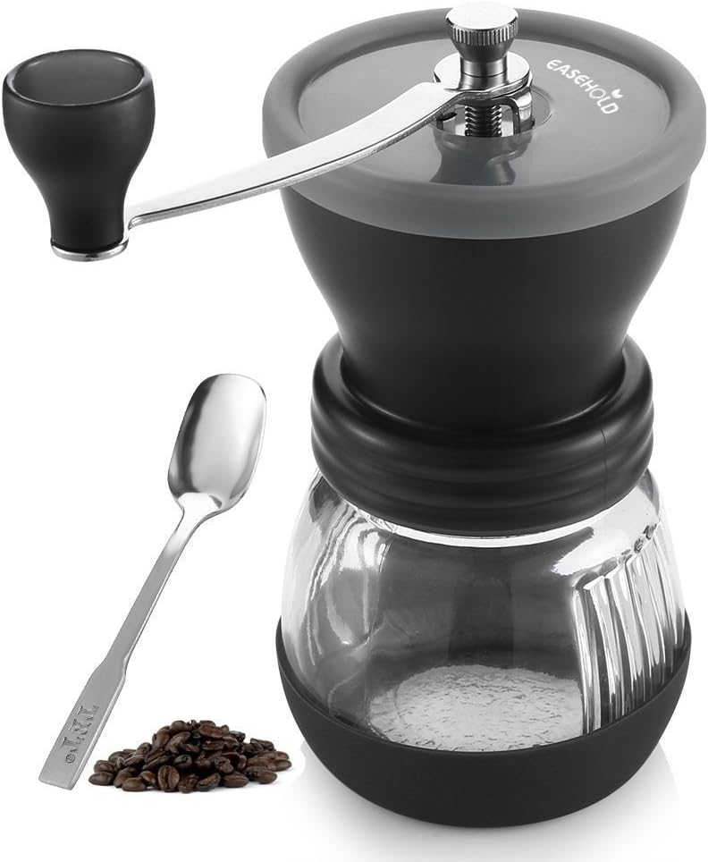 Mindkoo Manual Coffee Grinders Ceramic Burr Hand Crank Grinding Mill (Grey)
