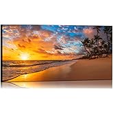 YRYWAWA Beach Sunset Wall Art Canvas Print 20x40 Inch Golden Palm Tree Ocean Seascape Painting, Waterproof Gallery Wrapped Ready to Hang, Wall Decor for Living Room, Bedroom, Bathroom, Office