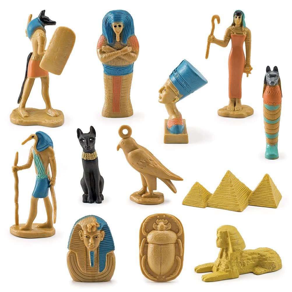 Atyhao Ancient Egypt Figurines,Miniature Ornaments 12 Pcs Ancient Egypt Egyptian God Goddess Figurines Set PVC Miniature Statues Set Egyptian Party Decorations Supplies (BL-1136 Ancient Egypt)
