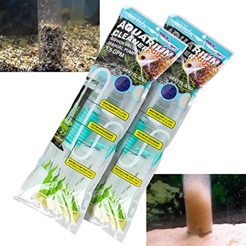 2 Pumps Genuine TERAPUMP Aquarium Cleaner Aquarium Fish Tank Gravel Sand Cleaner with Long Nozzle N Water Flow Controller - BPA Free (model: TRFTCLN)