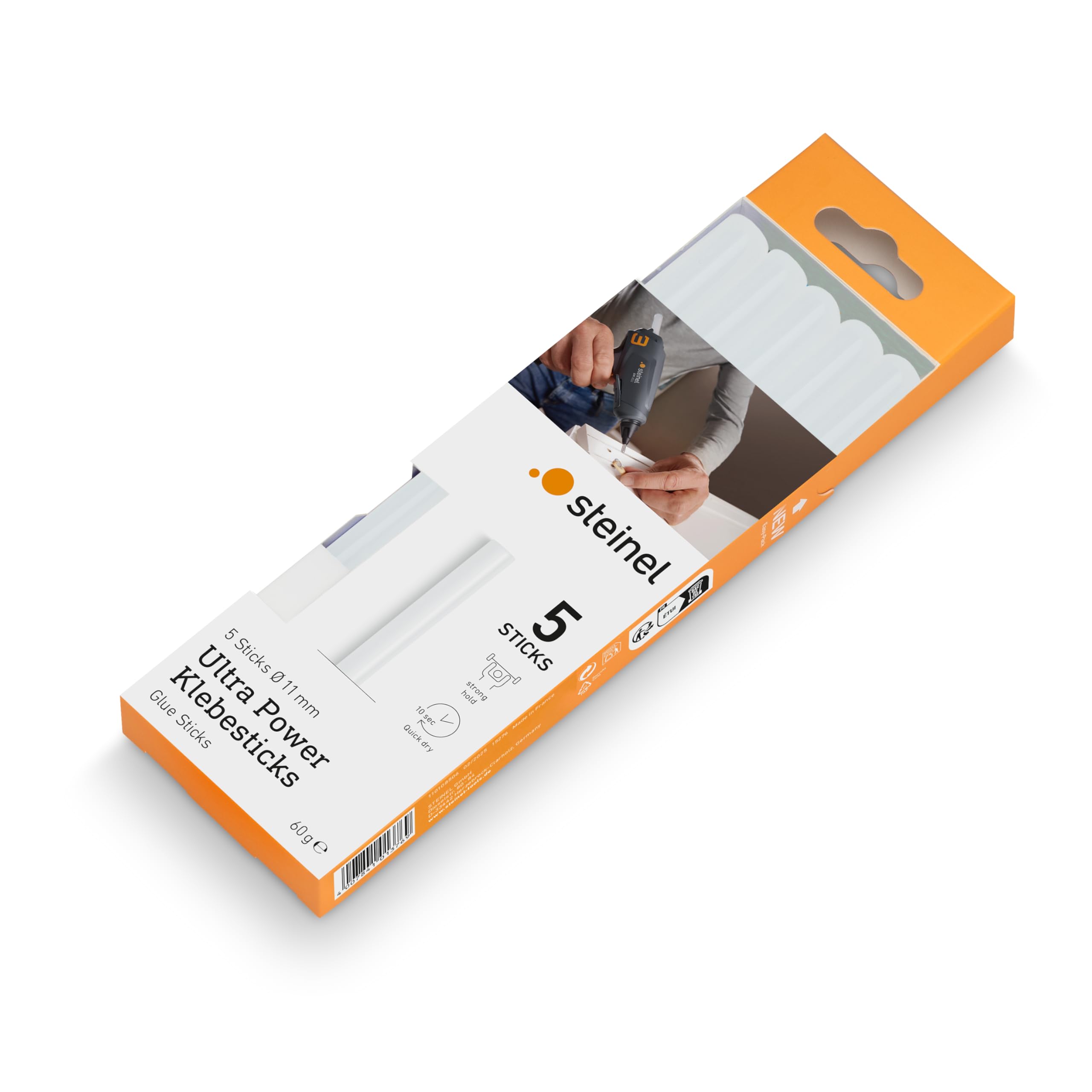 Steinel Ultra Power Sticks, Ø11 mm, Craft Glue, hot melt Adhesive, Transparent, 60 g, 5 pcs, Ø 11 mm